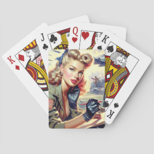 Vintage Pilot Pin Up Playing Cards