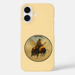 Vintage Pilot Riding a Flying Giant Honey Bee URM iPhone 16 Case