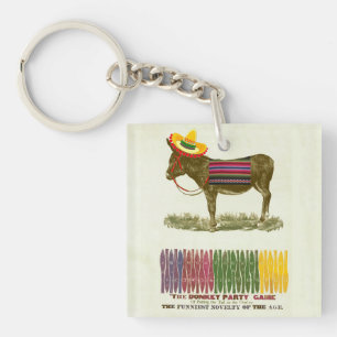 Vintage Pin the Tail on the Donkey Party Game Keychain