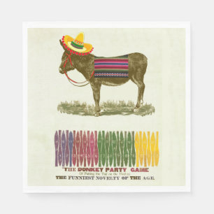 Vintage Pin the Tail on the Donkey Party Game Napkin