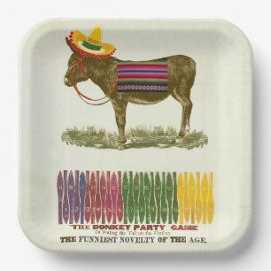 Vintage Pin the Tail on the Donkey Party Game Paper Plate