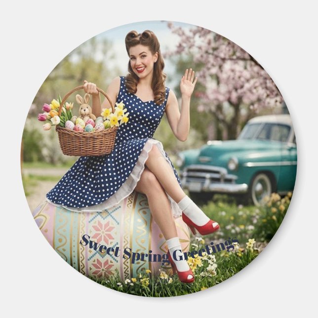 Vintage Pin-Up Easter Magnet - Sweet Springtime (E (Front)