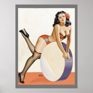 Vintage Pin up girl art poster