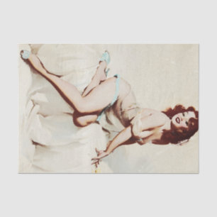 Vintage Pin-Up Girl Brunette Woman Antique Pinup Tissue Paper