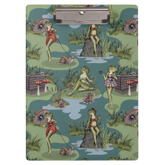 Vintage Pin-Up Girl Frogs Clipboard (Front)