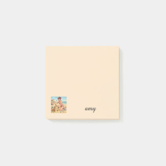 Vintage Pin Up Girl Making Sandcastle | Personaliz Post-it Notes