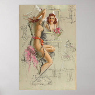 Vintage pin up girl poster