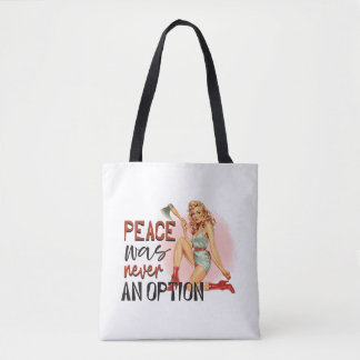"Vintage Pin-Up Girl with axe Tote Bag