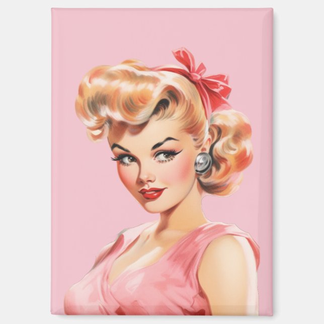 Vintage Pin-Up Magnet – Rosie Belle | Retro 1950s  (Front)