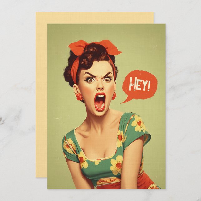Vintage Pin-Up Power Shout Invitation (Front/Back)