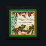Vintage Pine Cone Bough Damask Candle Chrismas Box<br><div class="desc">COLOR PALETTE: Classic Christmas red, green and gold set the tone for this collection. DESIGN COLLECTION: Vintage Pine Bough, Pine tree, garland Damask. Buy this as a gift for your own family or as a Christmas gift for friends, family or co-workers! It's so easy to personalize and customize the family...</div>