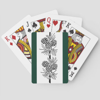 Vintage Pine Cone Silhouette Dark Green Playing Cards