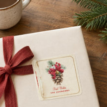 Vintage Pine Cone Watercolor Christmas Gift Tag
