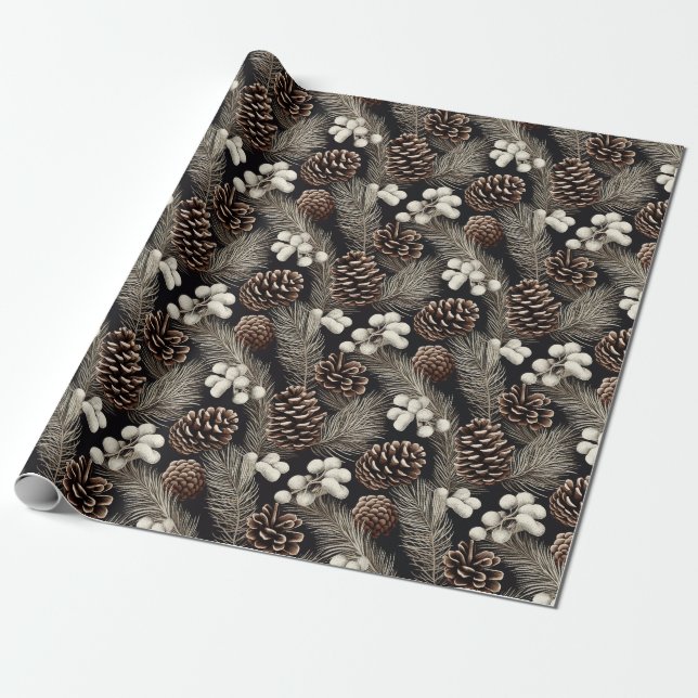 Vintage Pine cones on craft paper christmas (Unrolled)