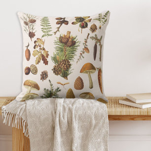 Vintage Pine Forest Treasures Pattern Outdoor Pillow