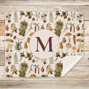 Vintage Pine Forest Treasures Pattern Sherpa Blanket