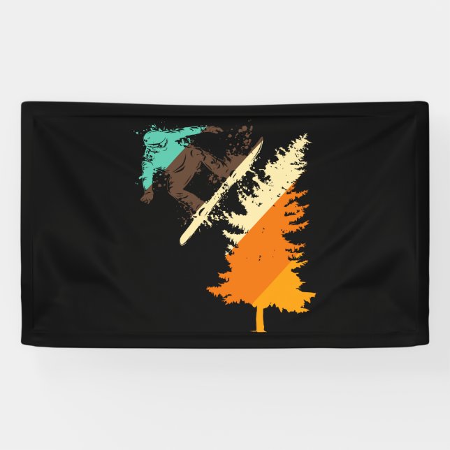 Vintage Pine Snowboard Snowboarding Gift Banner (Horizontal)