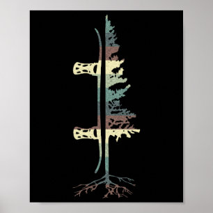 Vintage Pine Snowboard Snowboarding Gift  Poster