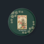Vintage Pine Tree Little Girls Presents Snowflakes Magnet<br><div class="desc">Vintage Christmas tree,  presents,  little girl and snowflakes on the green background.</div>