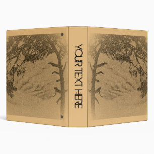 Vintage Pine tree silhouette, sunrise Binder