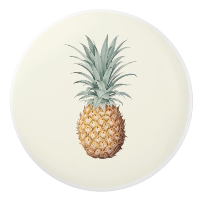 Vintage Pineapple Cream Ceramic Knob (Front)