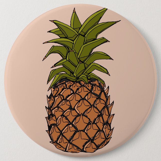 Vintage Pineapple Fruit 6 Inch Round Button (Front)