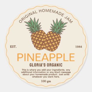 Vintage Pineapple Fruit Jam Canning Product Classic Round Sticker