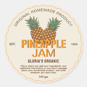 Vintage Pineapple Fruit Jam Homemade Product Classic Round Sticker