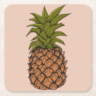 Vintage Pineapple Fruit Square Paper Coaster