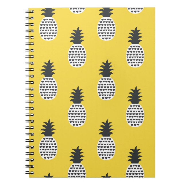 Vintage Pineapple Fun Seamless Illustration Notebook (Front)