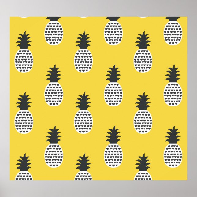 Vintage Pineapple Fun Seamless Illustration Poster (Front)