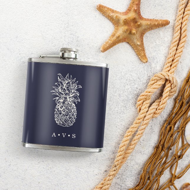 Vintage Pineapple Monogram Hip Flask (Creator Uploaded)