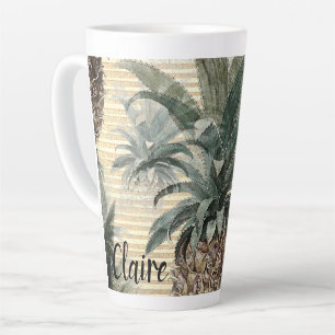 Vintage Pineapple on Gold Foil Striped Latte Mug