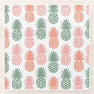Vintage Pineapple Pattern 2 Glass Coaster