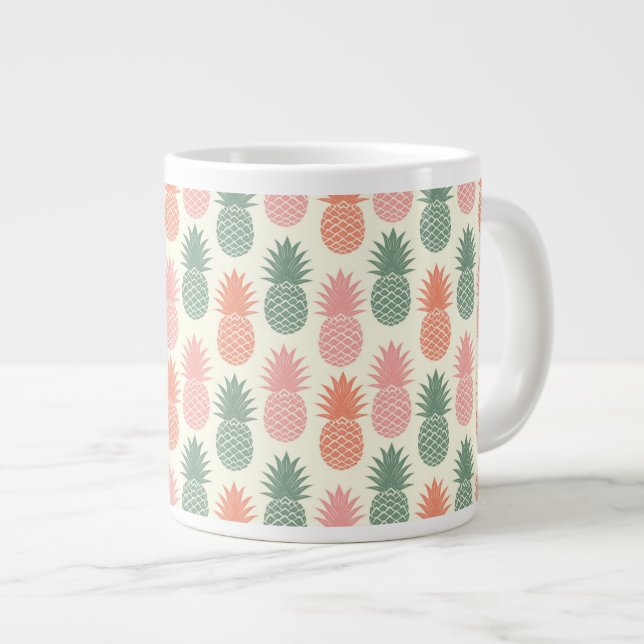 Vintage Pineapple Pattern 2 Large Coffee Mug (Front Right)