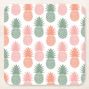 Vintage Pineapple Pattern 2 Square Paper Coaster