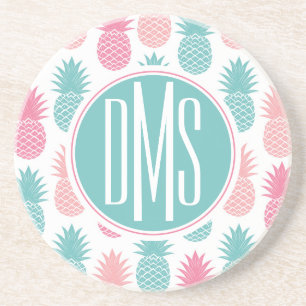 Vintage Pineapple Pattern Monogram Coaster