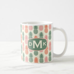 Vintage Pineapple Pattern   Monogram Coffee Mug