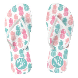 Vintage Pineapple Pattern   Monogram Flip Flops