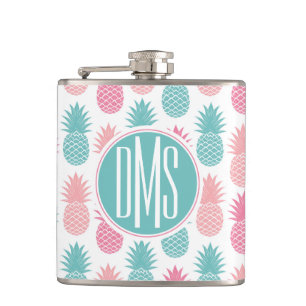 Vintage Pineapple Pattern   Monogram Hip Flask