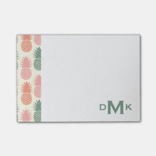 Vintage Pineapple Pattern   Monogram Post-it Notes