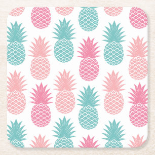 Vintage Pineapple Pattern Square Paper Coaster