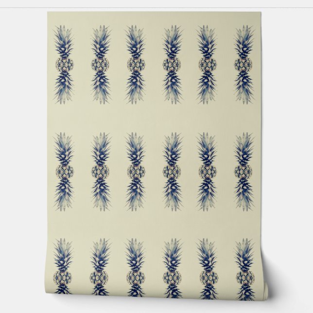 Vintage Pineapple Pattern Wallpaper (Unrolling)