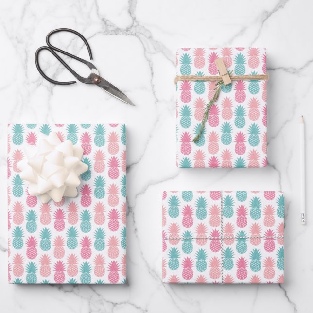 Vintage Pineapple Pattern Wrapping Paper Sheet (Front)