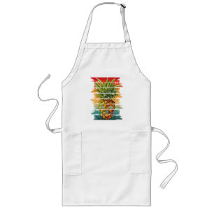 Vintage Pineapple Skull Long Apron
