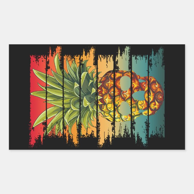 Vintage Pineapple Skull  Sticker (Front)