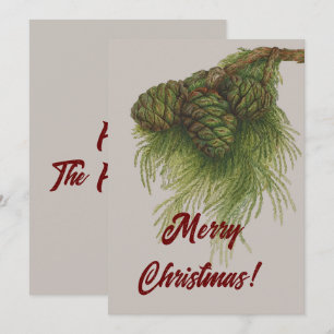 Vintage Pinecones Merry Christmas Holiday Card