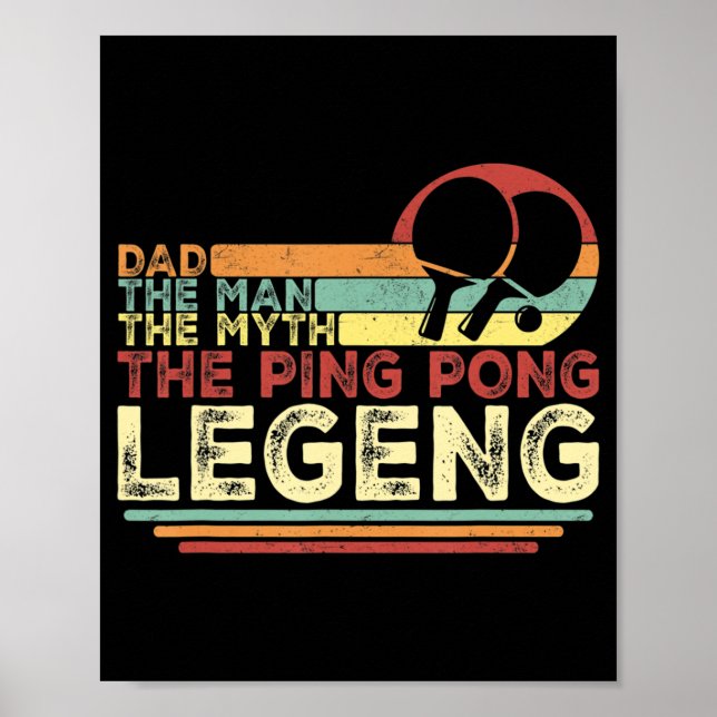Vintage Ping Pong Dad  Ping Pong Playing Tee Fathe Poster (Front)