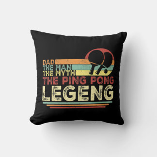 Vintage Ping Pong Dad Ping Pong Playing Tee Fathe Throw Pillow