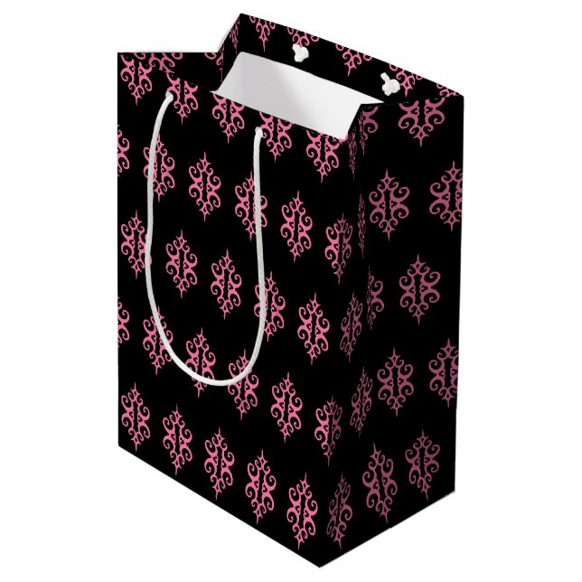 Vintage Pink and Black Lace Gift Bag (Back Angled)
